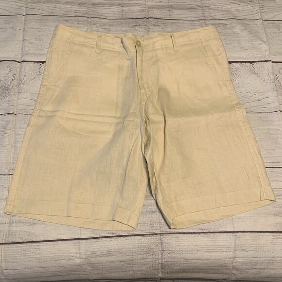 Island Importer Mens Size 38 Linen Maui Shorts Natural - Picture 1 of 9